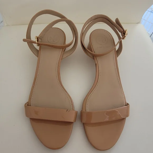 Tory Burch Nude Block Heel Sandals Strap Sandal 7 1/2M - Picture 3 of 16